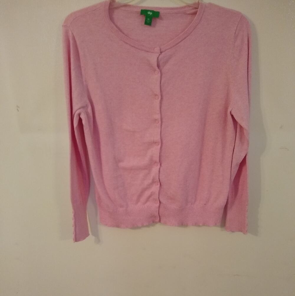Dip Women's Size XL button down sweater and pink.  Preppy